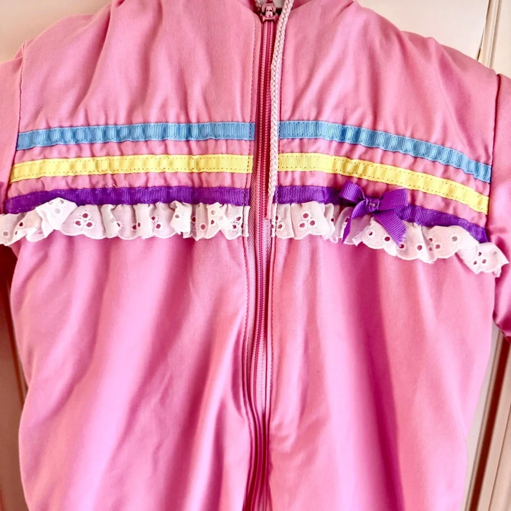 Vintage Weather Tamer Baby Girl Pink Snowsuit 24M Quilted Hooded‎ USA